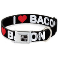 Load image into Gallery viewer, Dog Bone Seatbelt Buckle Collar - I HEART BACON Text

