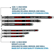 Dog Bone Black/Silver Seatbelt Buckle Collar - I LOVE YOU BUT I'VE CHOSEN DUBSTEP Black/White/Red