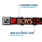 Dog Bone Seatbelt Buckle Collar - I Heart BOYS Black/Cherries