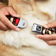 Dog Bone Seatbelt Buckle Collar - I Heart BOYS Black/Cherries