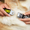 Load image into Gallery viewer, Dog Bone Seatbelt Buckle Collar - I GOT HATERS EVERYWHERE Black/White/Yellow
