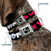 Dog Bone Seatbelt Buckle Collar - IN YOUR DREAMS! Black/White/Pink