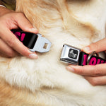 Dog Bone Black/Silver Seatbelt Buckle Collar - IN YOUR DREAMS! Black/Pink/Green/Yellow