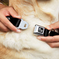 Load image into Gallery viewer, Dog Bone Seatbelt Buckle Collar - I "Heart" HATERS Black/White/Red
