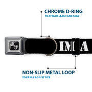 Dog Bone Seatbelt Buckle Collar - I'M A FIGHTER Black/White