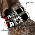 Load image into Gallery viewer, Dog Bone Seatbelt Buckle Collar - I "HEART" BACON Black/White/Red
