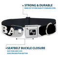Load image into Gallery viewer, Dog Bone Seatbelt Buckle Collar - I "HEART" BACON Black/White/Red
