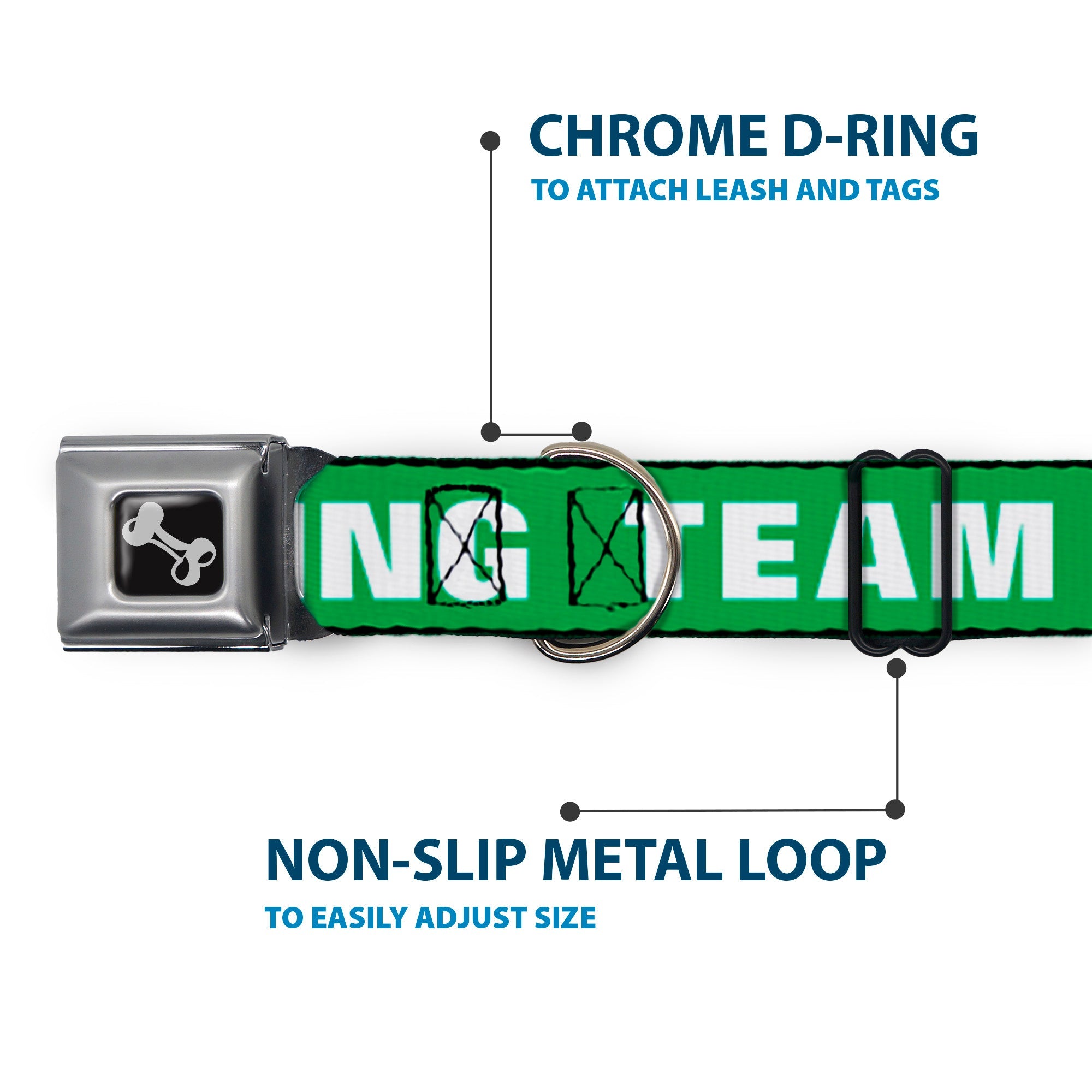 Buckle-Down Seatbelt Buckle Dog Collar - IRISH DRINKING TEAM Green/White