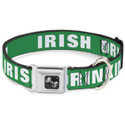 Buckle-Down Seatbelt Buckle Dog Collar - IRISH DRINKING TEAM Green/White