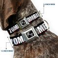Load image into Gallery viewer, Dog Bone Seatbelt Buckle Collar - I "HEART" ZOMBIES Black/White/Red Splatter
