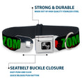 Load image into Gallery viewer, Dog Bone Seatbelt Buckle Collar - I "HEART" ZOMBIES Black/Green/Red Splatter
