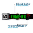 Load image into Gallery viewer, Dog Bone Seatbelt Buckle Collar - I "HEART" ZOMBIES Black/Green/Red Splatter
