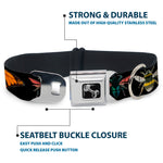Dog Bone Seatbelt Buckle Collar - Insects CLOSE-UP Black