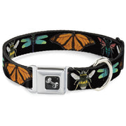 Dog Bone Seatbelt Buckle Collar - Insects CLOSE-UP Black