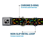 Dog Bone Seatbelt Buckle Collar - Insects Scattered Black