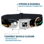 Dog Bone Seatbelt Buckle Collar - Insects Scattered CLOSE-UP Black