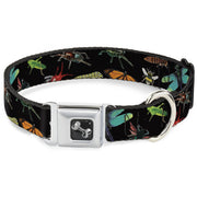 Dog Bone Seatbelt Buckle Collar - Insects Scattered CLOSE-UP Black