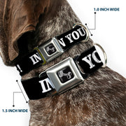 Dog Bone Seatbelt Buckle Collar - IN YOUR FACE Black/White