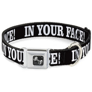 Dog Bone Seatbelt Buckle Collar - IN YOUR FACE Black/White