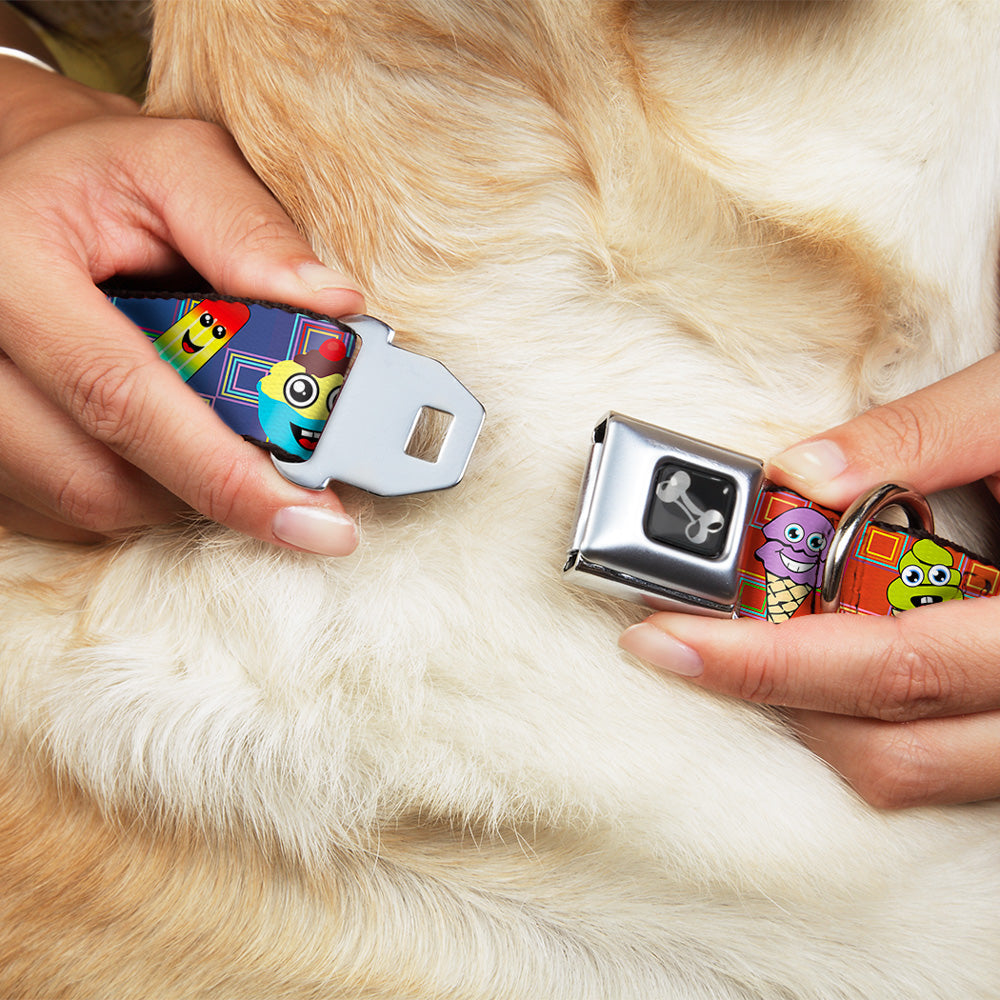 Dog Bone Seatbelt Buckle Collar - Ice Cream Cone & Popsicle Expressions/Squares Multi Color