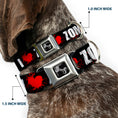 Load image into Gallery viewer, Dog Bone Seatbelt Buckle Collar - I "Heart" ZOMBIES Bold Splatter Black/White/Red
