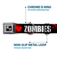 Load image into Gallery viewer, Dog Bone Seatbelt Buckle Collar - I "Heart" ZOMBIES Bold Splatter Black/White/Red
