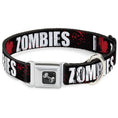 Load image into Gallery viewer, Dog Bone Seatbelt Buckle Collar - I "Heart" ZOMBIES Bold Splatter Black/White/Red
