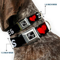 Load image into Gallery viewer, Dog Bone Seatbelt Buckle Collar - I "Heart" ZOMBIES Bloody Splatter Black/White/Red
