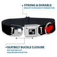 Load image into Gallery viewer, Dog Bone Seatbelt Buckle Collar - I "Heart" ZOMBIES Bloody Splatter Black/White/Red
