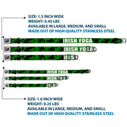 Buckle-Down Seatbelt Buckle Dog Collar - IRISH YOGA Poses/Clovers Greens/Black/White