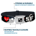 Load image into Gallery viewer, Dog Bone Seatbelt Buckle Collar - I "HEART BRIDGE" SF Black/White/Red
