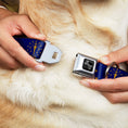 Load image into Gallery viewer, Dog Bone Black/Silver Seatbelt Buckle Collar - Indiana Flag/Torch CLOSE-UP Navy Blue/Gold
