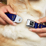 Dog Bone Black/Silver Seatbelt Buckle Collar - Indiana Flag/Torch CLOSE-UP Navy Blue/Gold