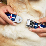 Dog Bone Black/Silver Seatbelt Buckle Collar - Indianapolis Flag Navy Blue/White/Red