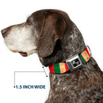 Dog Bone Black/Silver Seatbelt Buckle Collar - Italy Flag Continuous Vintage