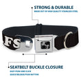 Load image into Gallery viewer, Dog Bone Black/Silver Seatbelt Buckle Collar - I "HEART" MILFS Black/White/Red
