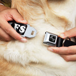 Dog Bone Black/Silver Seatbelt Buckle Collar - I 