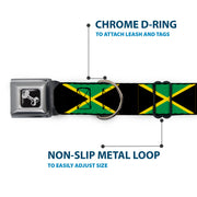 Dog Bone Seatbelt Buckle Collar - Jamaica Flags