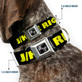 Load image into Gallery viewer, Dog Bone Seatbelt Buckle Collar - J/K RIGHT? Black/Yellow
