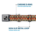 Dog Bone Seatbelt Buckle Collar - Jagged Zig Zag Brown/Aqua/Cream/Red
