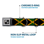 Dog Bone Seatbelt Buckle Collar - Jamaica Flags Vintage Black