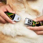 Dog Bone Seatbelt Buckle Collar - Jamaica Flags Vintage Black
