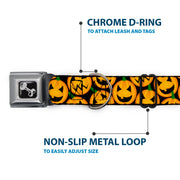 Dog Bone Seatbelt Buckle Collar - Jack-o'-Lantern Collage Black