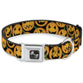 Load image into Gallery viewer, Dog Bone Seatbelt Buckle Collar - Jack-o'-Lantern Collage Black
