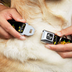 Dog Bone Seatbelt Buckle Collar - Jack-o'-Lanterns/Haunted House Black/Yellow