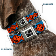 Dog Bone Seatbelt Buckle Collar - Jack-o'-Lanterns Blue