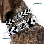 Dog Bone Seatbelt Buckle Collar - Jagged Chevron White/Black