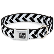 Dog Bone Seatbelt Buckle Collar - Jagged Chevron White/Black