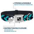 Load image into Gallery viewer, Dog Bone Seatbelt Buckle Collar - Jagged Chevron Navy/Turquoise
