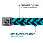 Dog Bone Seatbelt Buckle Collar - Jagged Chevron Navy/Turquoise